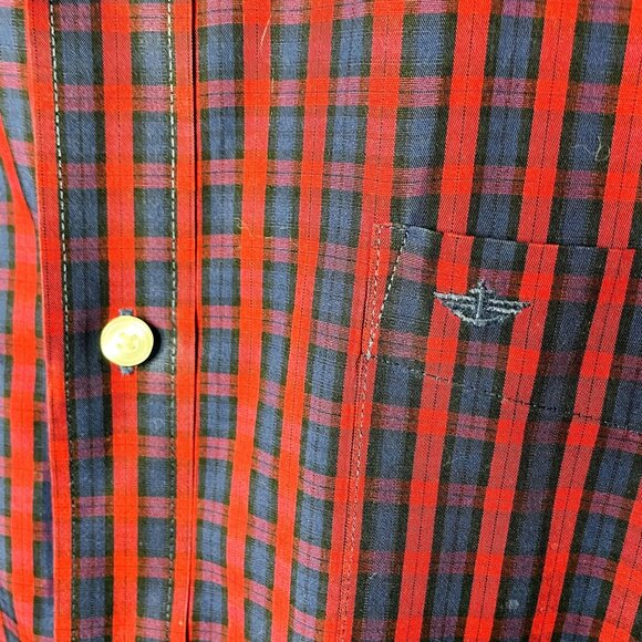 Dockers Mens Button Down Shirt Red Blue Plaid Casual Shirt 2XL u - Picture 7 of 10